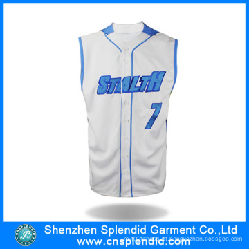 Roupas de Moda Microfiber respirável Mens Baseball Jerseys com Logo Print